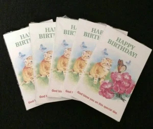 Vintage '93 Postcards KITTEN CAT BUTTERFLY Happy Birthday! God bless you 25 Pack - Picture 1 of 8