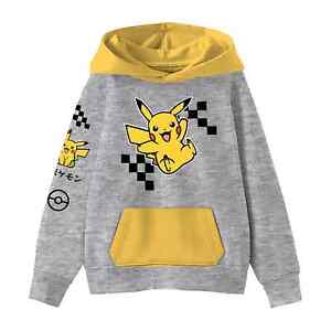 New Boys Pokemon Pikachu Fleece Pullover Hoodie 4/5 6/7 8 10/12 14/16