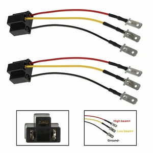 2x H4 9003 to 3 PIN Socket Adapter Wire Harness For 5x7" 7x6" 4x6" Headlights - Picture 1 of 7