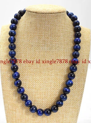 Colar de contas de pedra preciosa redonda olho de tigre multicolorido natural 6/8/10/12/14 mm 20"  - Imagem 1 de 4