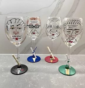 Lote de 4 copas de vino vintage Smithereens Vikki de 8,5" firmadas pintadas a mano 1997/98 - Imagen 1 de 9