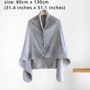 Office Lady Flannel Fleece Coat Furry Cape Blanket Cloak Warm Sleeping Working - Picture 1 of 16