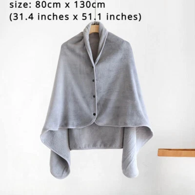 Office Lady Flannel Fleece Coat Furry Cape Blanket Cloak Warm Sleeping Working - Image 1 of 4