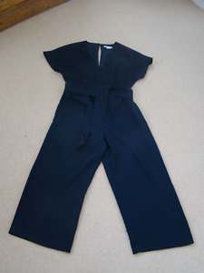 BODEN NAVY BLUE WIDE CROPPED LEG BELTED JUMPSUIT WITH POCKETS SIZE 12R