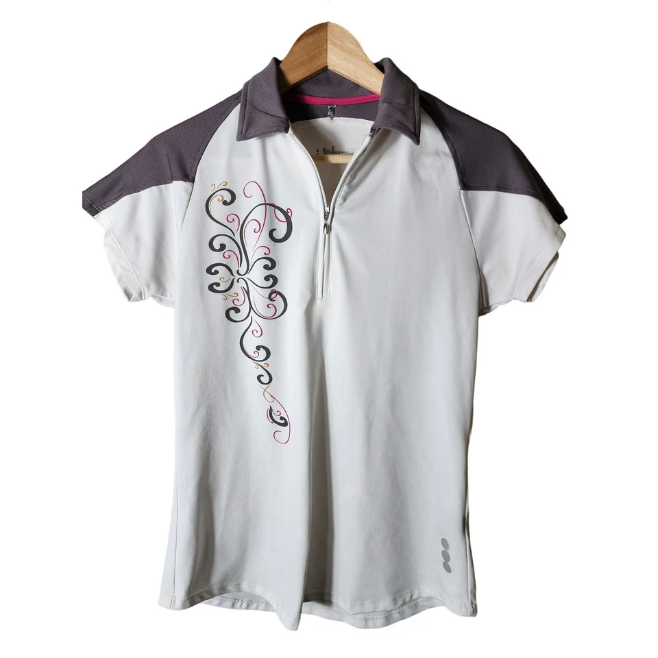Top JOFIT Blanco Gris Rosa Diseño Gráfico Activo Atlético Dorado Manga Corta Talla S Foto 1 de 4