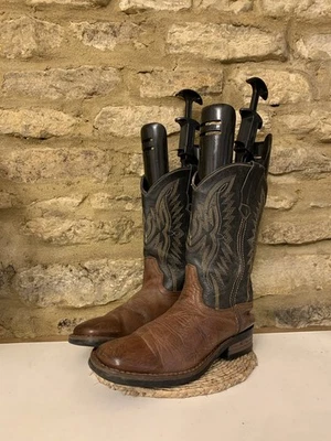 J B Dillion Brown Black Leather Cowboy Boots Size UK 5 US 6 Western Mid Calf - Image 1 of 4