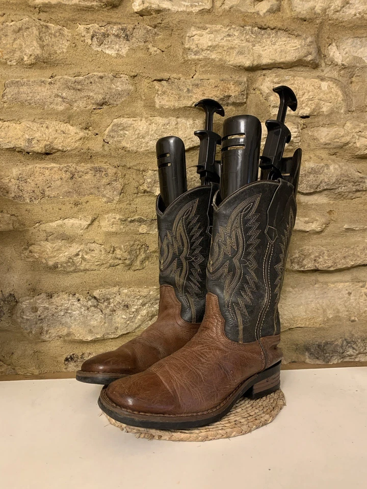 J B Dillion Brown Black Leather Cowboy Boots Size UK 5 US 6 Western Mid Calf - Image 1 of 4