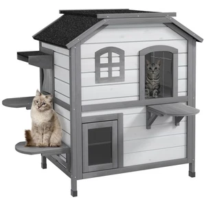 PawHut Kitten Condo with Openable Roof, Catio Enclosure Furniture, White - Picture 1 of 11