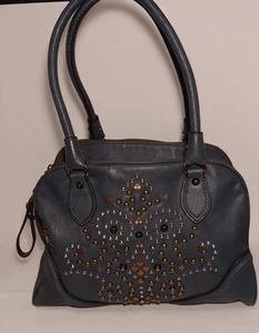 Guess Satchel Tote Bag /Purse Embellished Indigo Blue Medium Size - Picture 1 of 8