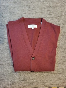 Jack Spade Bleeker Street - Medium Wool Cardigan Button Up w/ Pockets -  Maroon - Picture 1 of 6