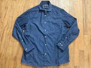 Charles Tyrwhitt Hemd Knopfleiste LS Blau Herren Größe Medium Classic Fit Baumwolle - Bild 1 von 10