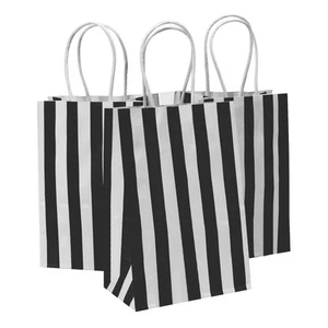 50Pcs Gift Bags Small 5.25x3.25x8 Inches Black And White Gift Bags Recycled S... - Picture 1 of 8