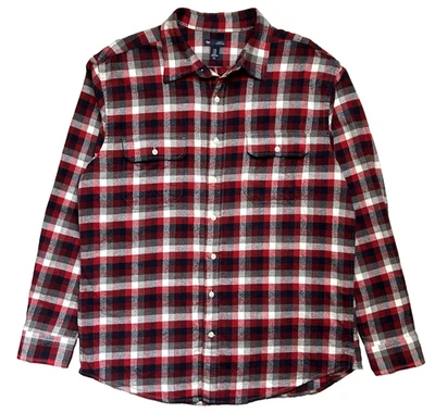 Gap Flannel Plaid Shirt Mens Size XL Red Navy White Long Sleeve Button Up - Image 1 of 4