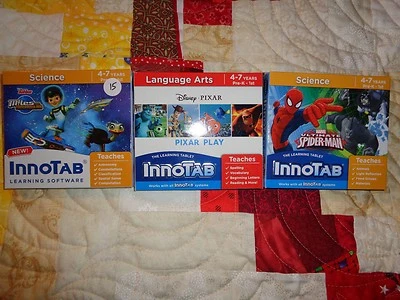 Lot OF 3 VTECH INNOTAB GAME CARTRIDGES Miles * Pixar Play * Ultimate Spider-man - Image 1 of 2