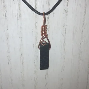 Handmade Black lava stone Copper Wire Wrapped Pendant Reiki Charged - Picture 1 of 2