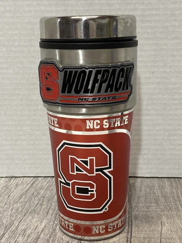 North Carolina State Wolfpack Ergonomic Grip Travel Mug 16 oz- Red & Silver Cover