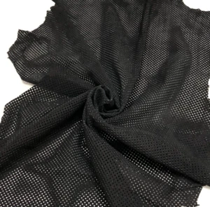 Lambskin Suede Genuine Leather Hide See Through Mesh Black Craft DIY 4.5 Sq. Ft. - Picture 1 of 13
