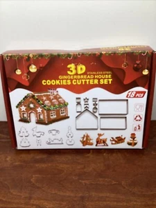 Gingerbread House Cookie Cutter Set, 18 Pieces, 3D, Stainless Steel, New - Picture 1 of 2