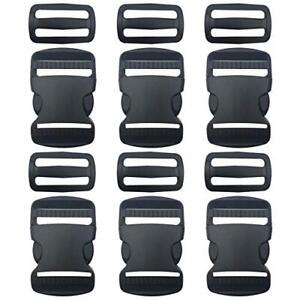6 Set 1.5 Inch Flat Dual Adjustable Plastic Quick Side Release Plastic Buckles a