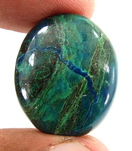 30.80 Ct Natural Blue Shattuckite Loose Gemstone Cabochon Wire Wrap Stone- 63875 - Picture 1 of 5