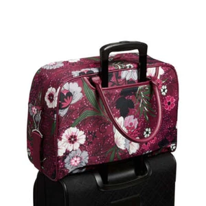 Vera Bradley Weekender Travel Bag Bordeaux Meadow Trolley Sleeve Carry On New - Picture 1 of 10