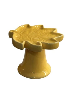 Ceramic Tray, Creative Leaves Design Yellow Soap Dish 3 Inches Tall - Picture 1 of 7