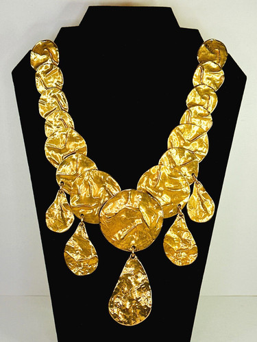 SAINT LAURENT (YSL) COLLANA VINTAGE YVES SAINT LAURENT YSL ROBERT GOOSSENS PASSERELLA TONO ORO DISCO GOCCIA