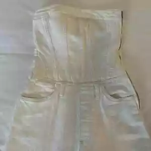 Zara jeans corset jumpsuit White Denim Strapless Jumpsuit Strapless jumpsuit. - Bild 1 von 14