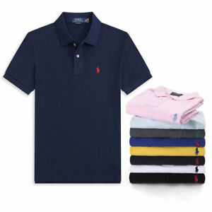 Men Ralph-Lauren Polo Shirt Polo T-Shirt Casual Shirts With Logo Cotton Tops Hot