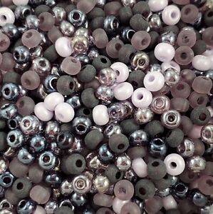Czech Glass Seed Beads Size 6/0 " MIXTURE MIDNIGHT PURPLE MIST " Loose 40 Grams