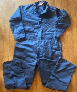 Vtg Dickies Mens Work Coveralls Chest 50 Length Ling Navy Blue Zip-up Pockets - Picture 1 of 8