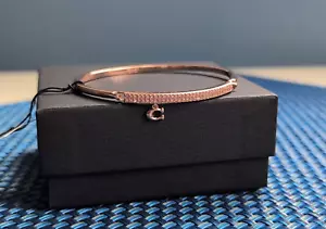 COACH PAVE BAR C CHARM BANGLE BRACELET ROSE GOLD NWT $98. - Picture 1 of 8