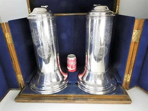 ENORMOUS PAIR of 18.5" SILVER FLAGONS 6.5kg! London 1933 Garrards Georgian style - Picture 1 of 12