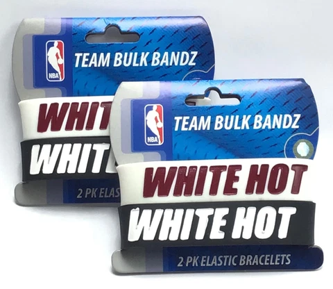 2x Miami Heat NBA / White Hot / Rubber Elastic Team Logo Bracelets / Basketball Cover