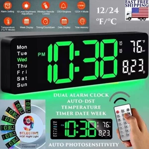 16.2 BIG DIGITAL JUMBO LED CLOCK WALL MOUNT LARGE NUMBERS TIMER DATE TEMPERATURE - Picture 1 of 7