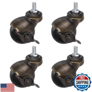 uxcell 2 Inch Ball Caster Wheels with Brake, 4pcs Threaded Stem Caster 360 De - Picture 1 of 5