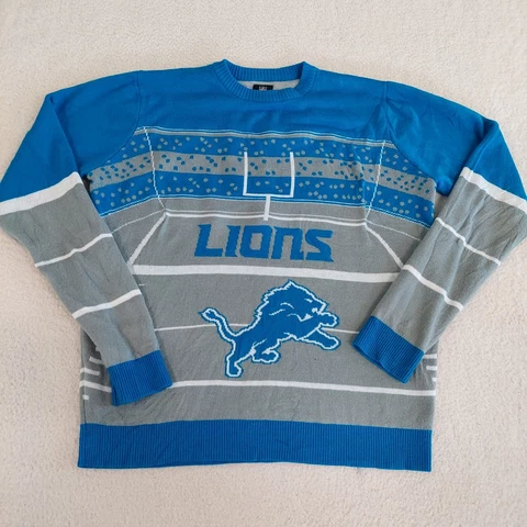 NFL Detroit Lions Team Apparel Adult Large knitted Acrylic Pullover Sweater Cover