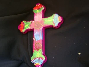 Hand painted Cross,  Mexican Pottery Art, Wall decor , - Picture 1 of 4