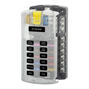 Blue Sea 5026 ST Blade Sicherungsblock 12 Stromkreis mit Masse & Abdeckung Marine/Wohnmobil - Bild 1 von 3