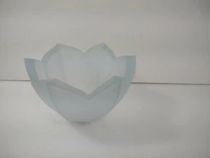 Lenox Blue Satin Glass Tealight Candle Holder Tulip Flower Lotus Spring - Picture 1 of 6