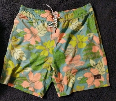 Pantalones Cortos Maui & Sons Grandes Cordón Bolsillo Trasero Natación Playa Surf Verde  Foto 1 de 4