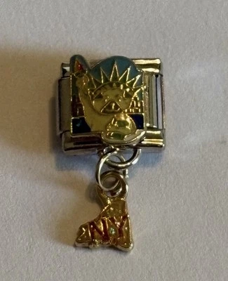 Estado de Nueva York - Cuelga - Perro - Estatua Libertad Eslabón 9mm Pulsera Italiana Dije Foto 1 de 4