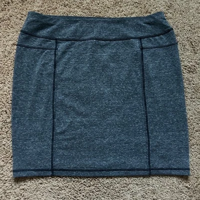 Athleta Heathered Gray Pencil Mini-Skirt Elastic Waist Pull-on Women’s Large EUC - Image 1 of 4
