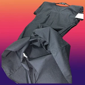 NOS New 80s Altavilla Black Cotton Summer Classic Dress Italian Vintage  w/ Tag! - Picture 1 of 14