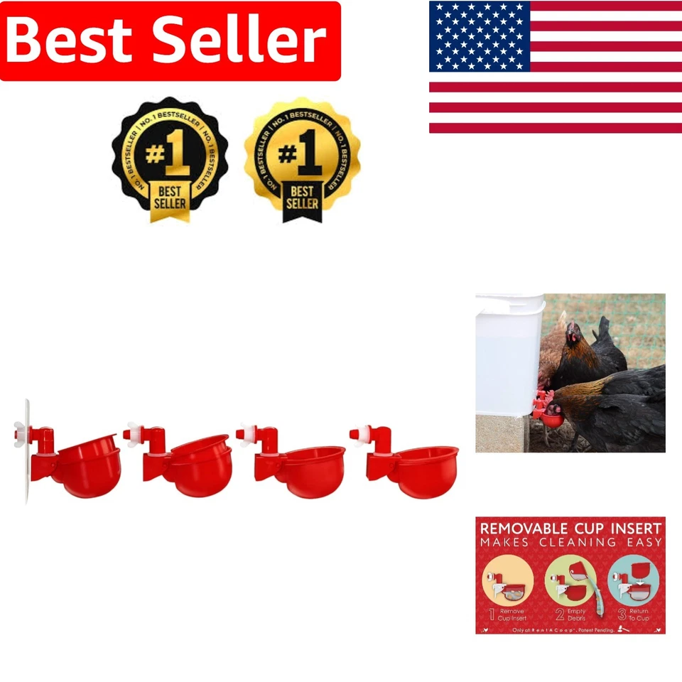 Automatic Chicken Water Cup Waterer Kit for Poultry Ducks Geese Turkey 4pack