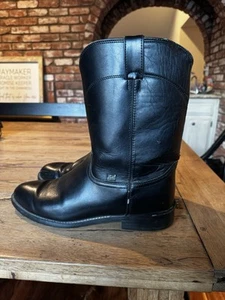 Justin Basics Mens Cowboy Boots Sz 12EE Black Leather Roper Western JB3000 - Picture 1 of 19