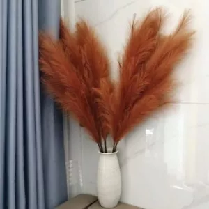 Faux Caramel Brown Pampas Grass Decor Tall , 8pcs 43.3" Large - Picture 1 of 6