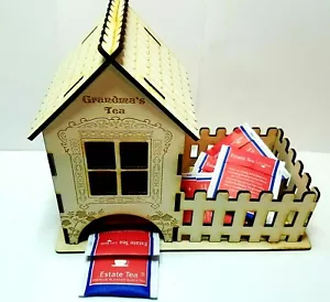 Casa da tè personalizzata con scatola di caramelle | Porta bustina da tè in legno fatta a mano + deposito - Foto 1 di 9