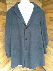 ITALIAN WESTEND WOOL  Wesley trench coat Mens 48L Long Overcoat Charcoal Gray  - Picture 1 of 19