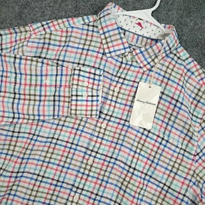 Tommy Bahama Shirt Mens Large Linen Blen Stretch Rainbow Check Button Up NWT - Image 1 of 4